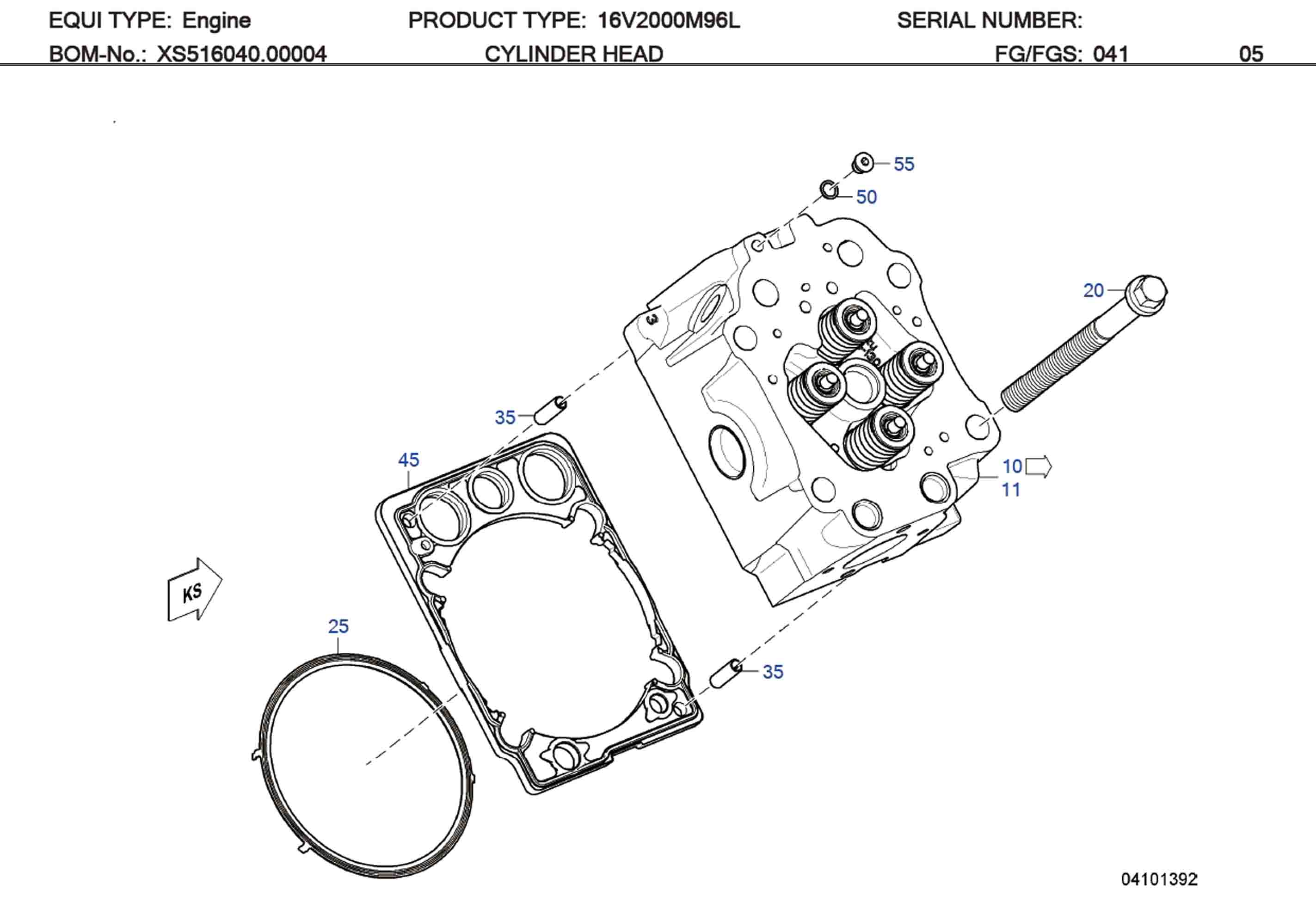 MTU X54404200018 Technical Engineering Exploded View