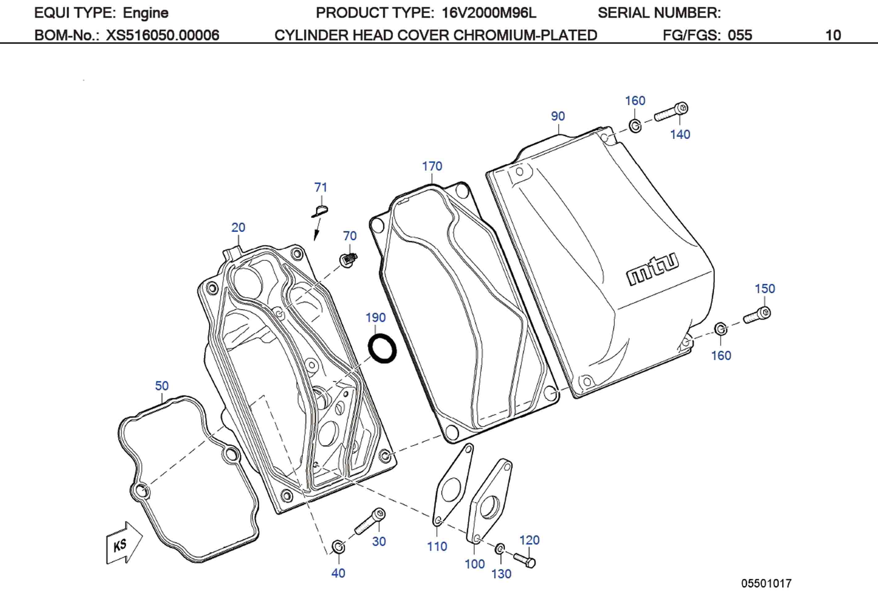 MTU X51604200016 Technical Engineering Exploded View
