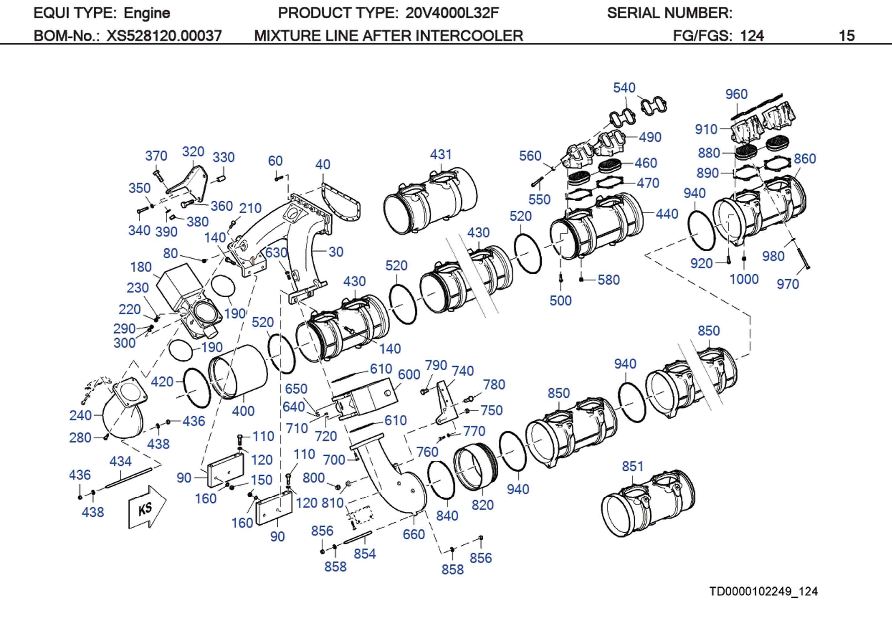 MTU X52412400138 Technical Engineering Exploded View