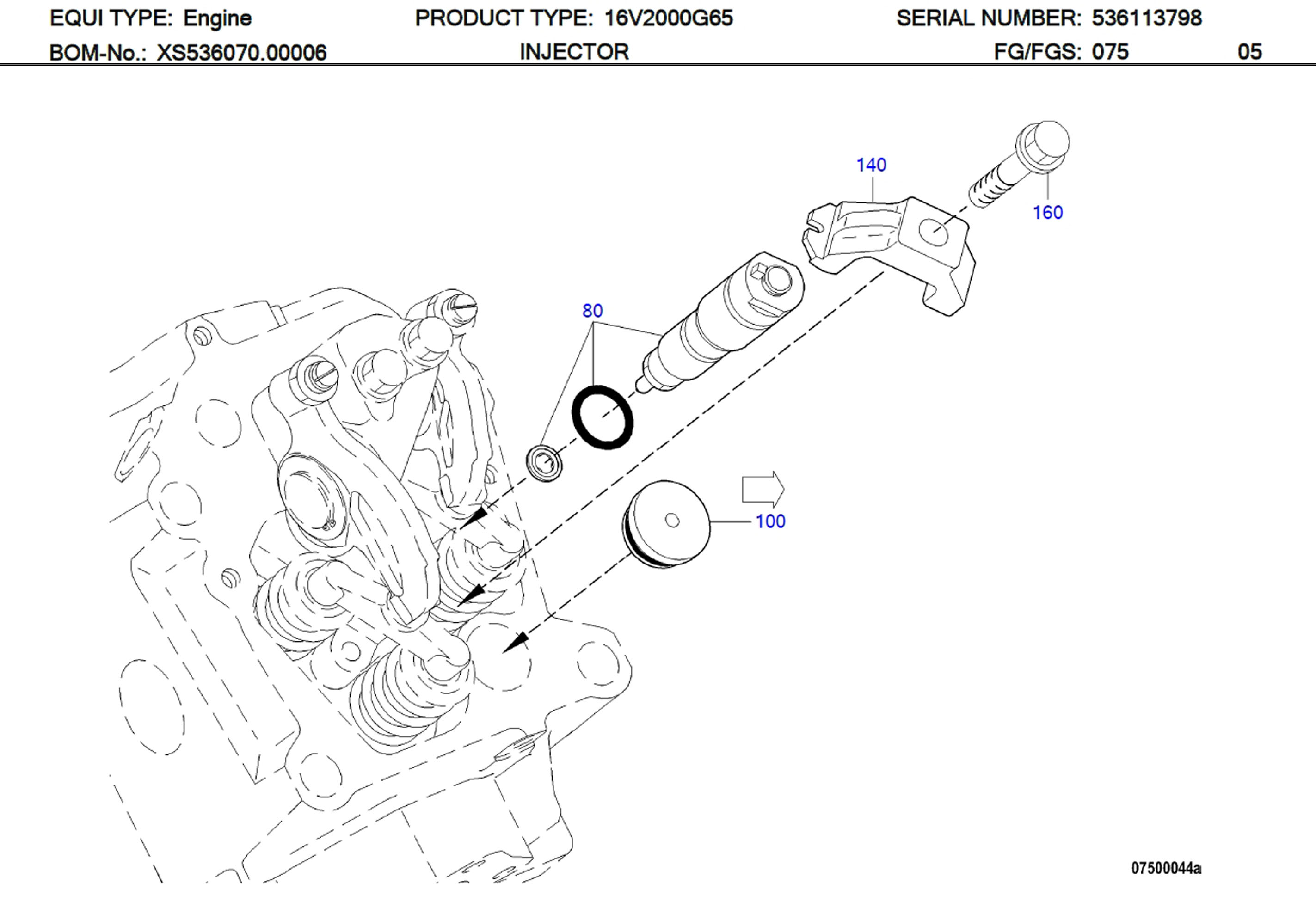 MTU X53507500012 Technical Engineering Exploded View