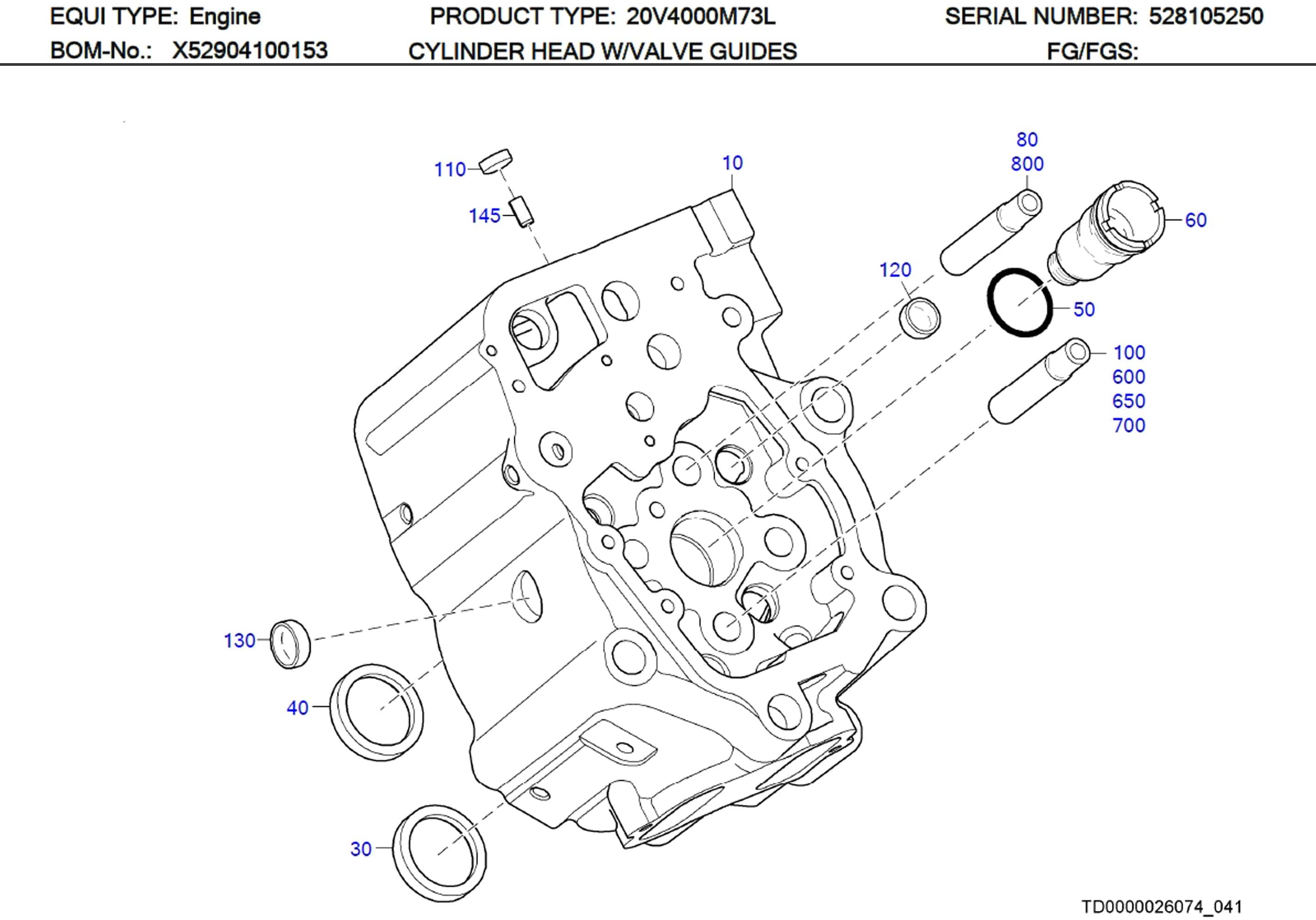 MTU X52404200010 Technical Engineering Exploded View