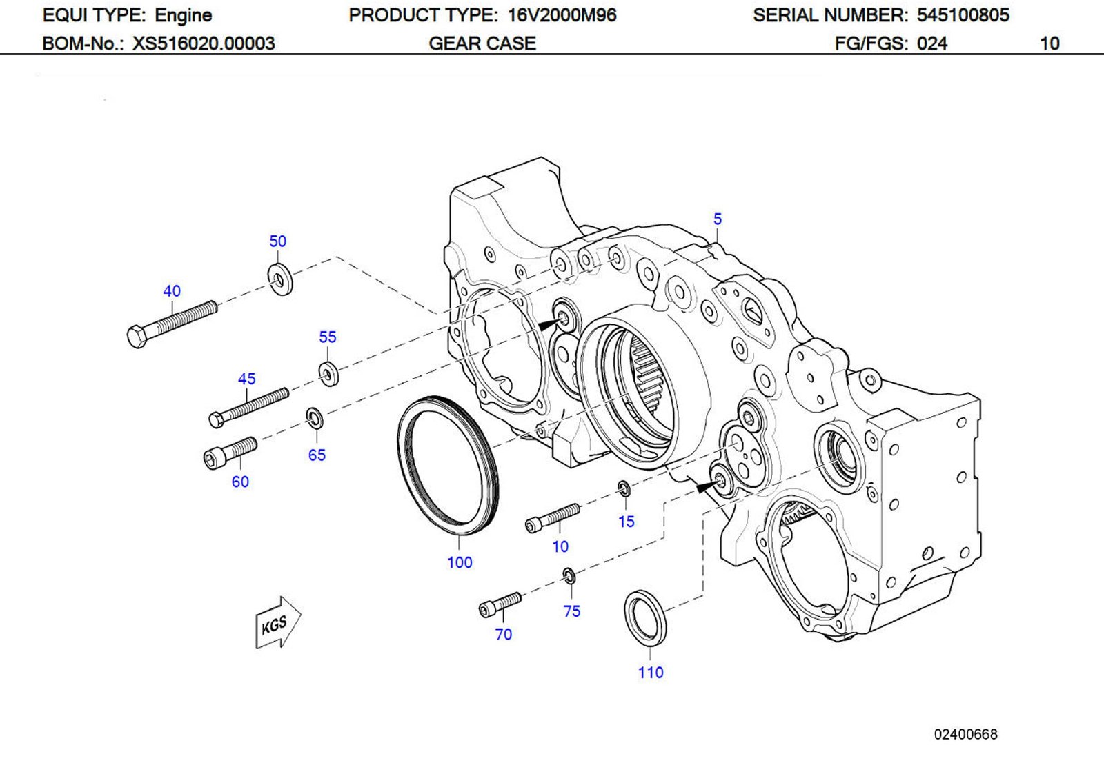 MTU X51699100034 Technical Engineering Exploded View