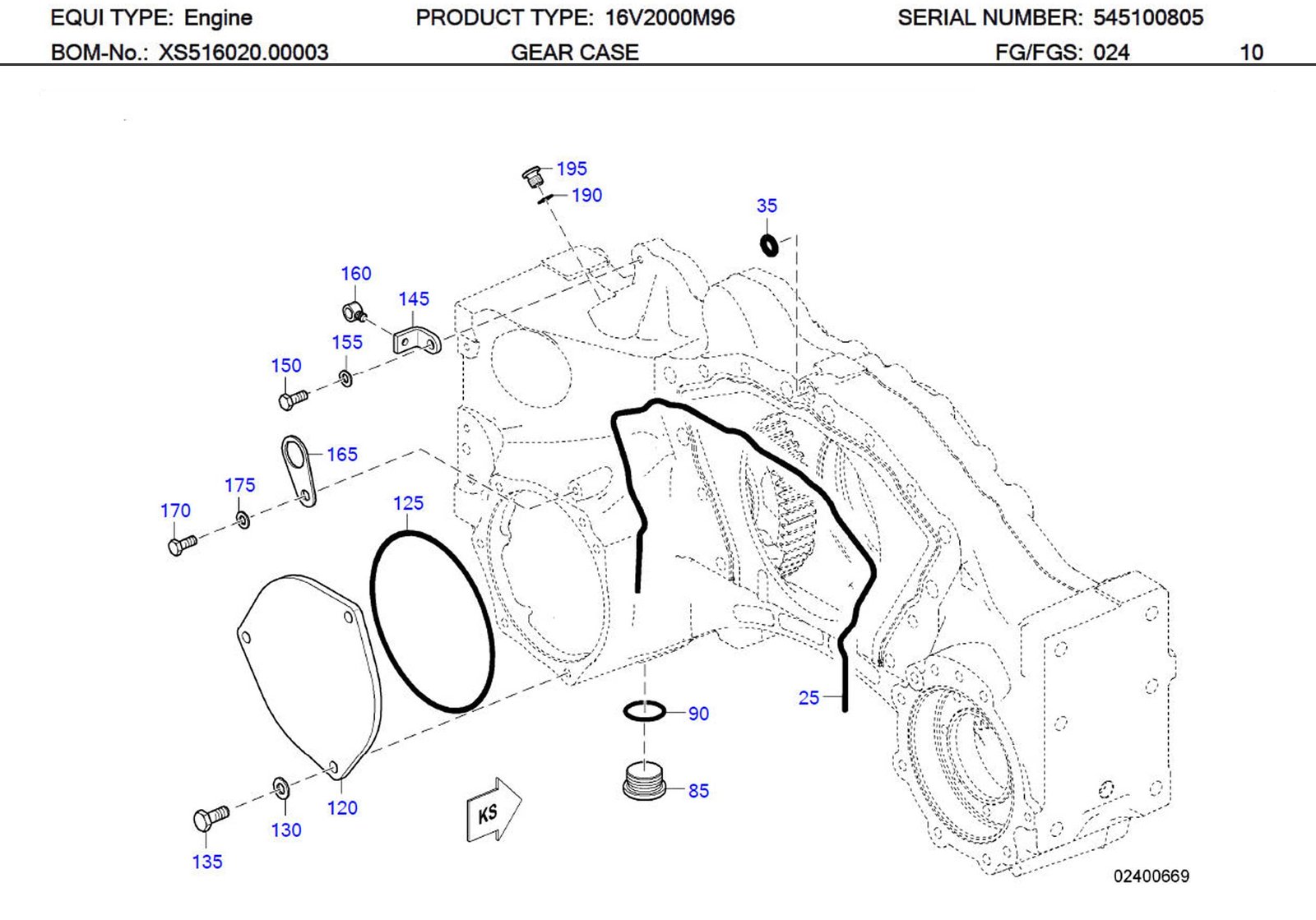 MTU 700429168000 Technical Engineering Exploded View