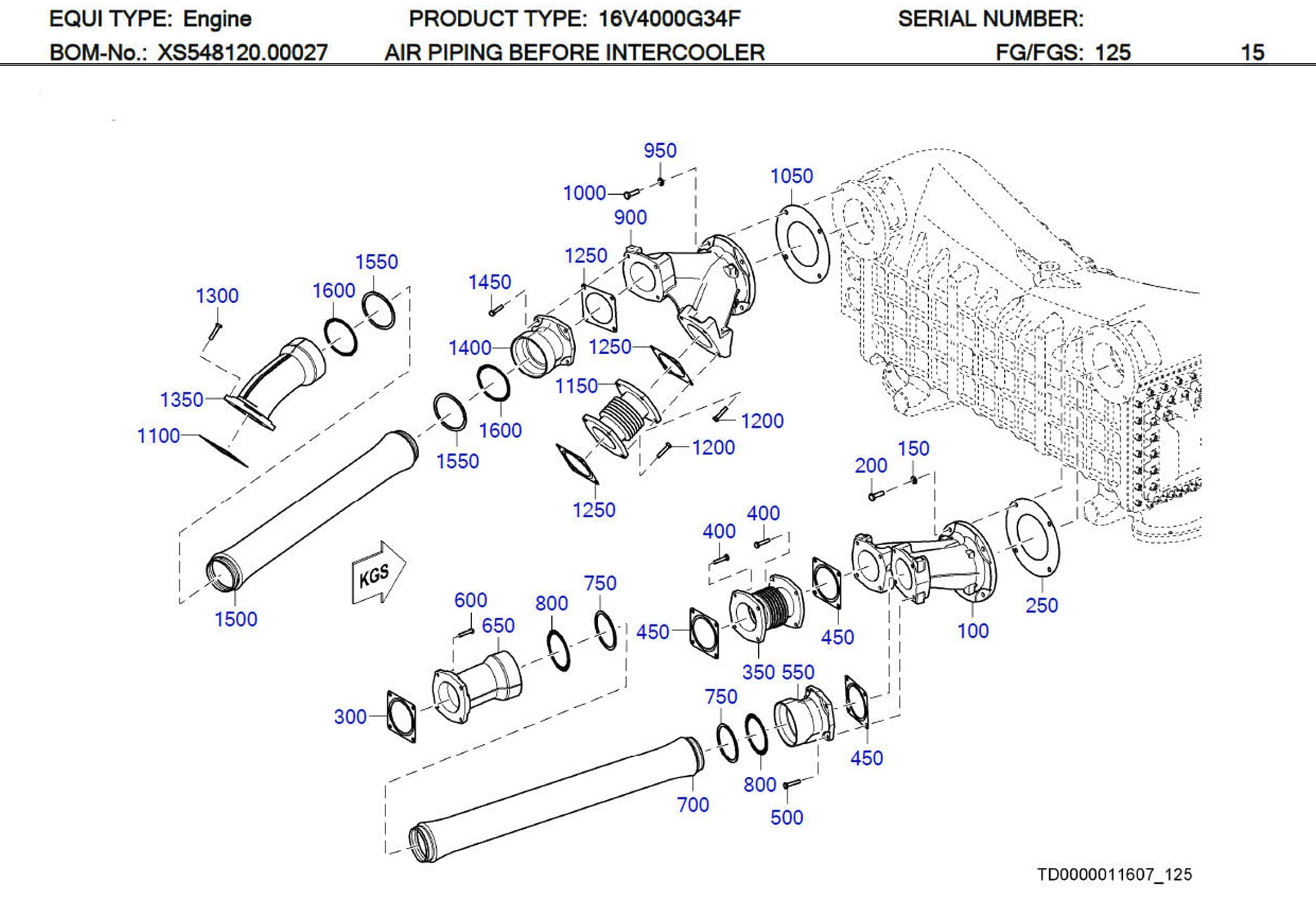 MTU X59399100031 Technical Engineering Exploded View