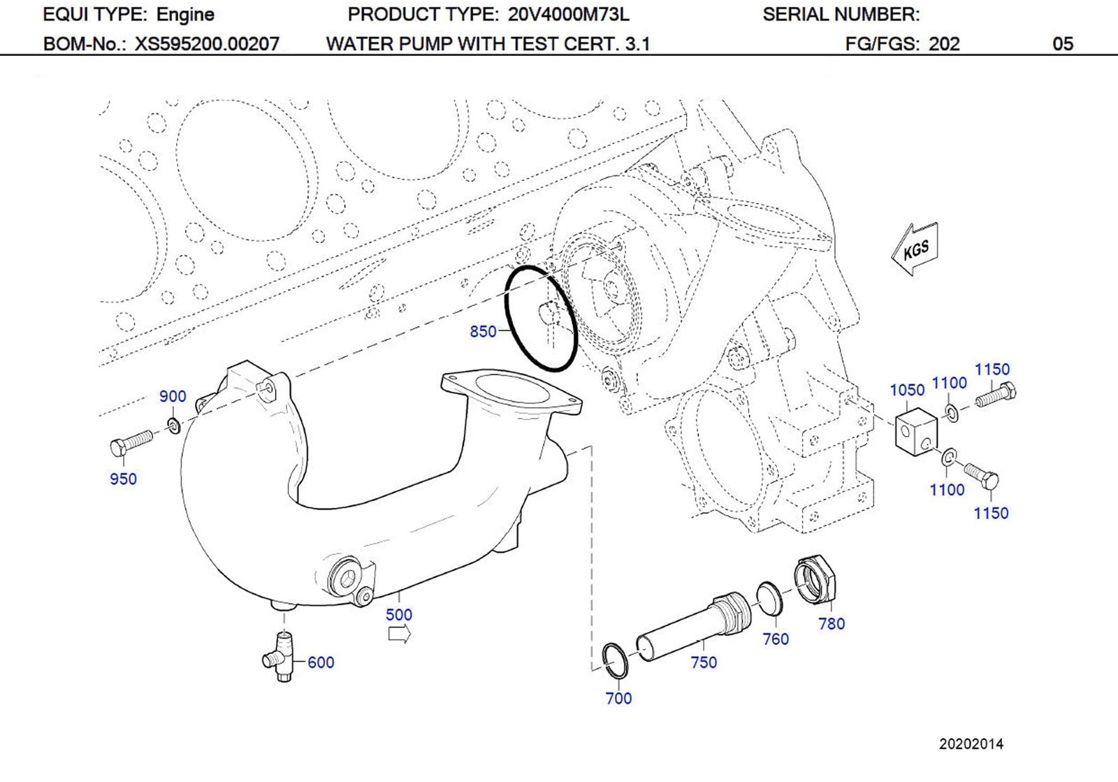 MTU X00043213 Technical Engineering Exploded View