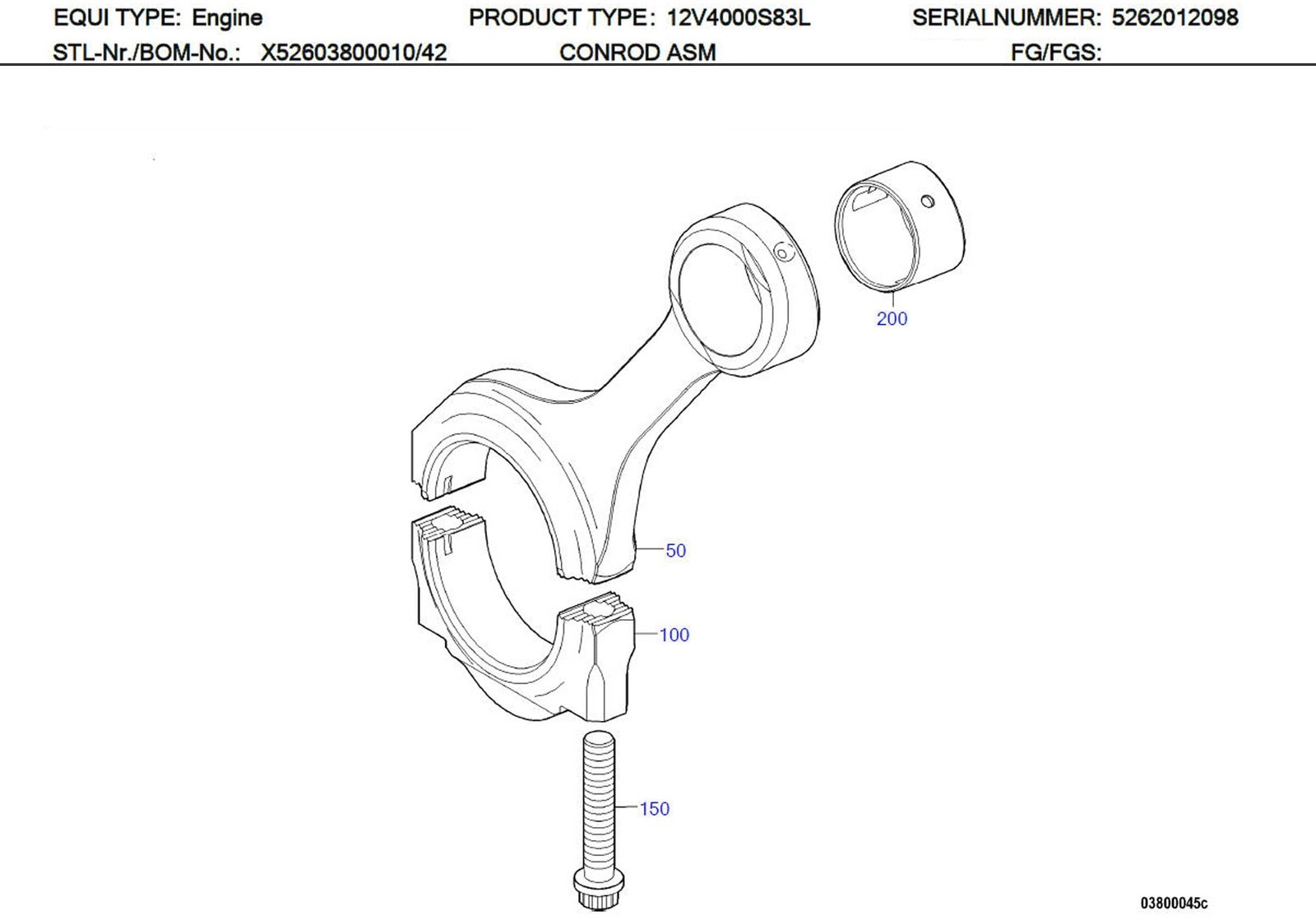 MTU 5240382550 Technical Engineering Exploded View