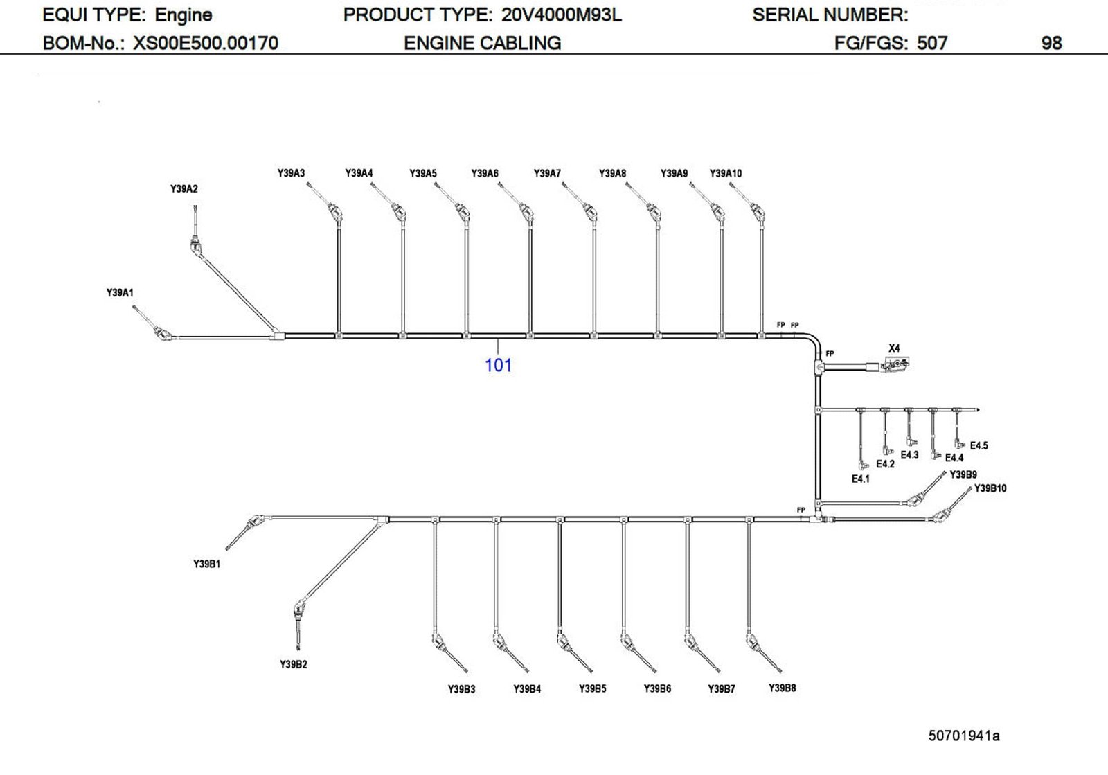 MTU X00E50700383 Technical Engineering Exploded View