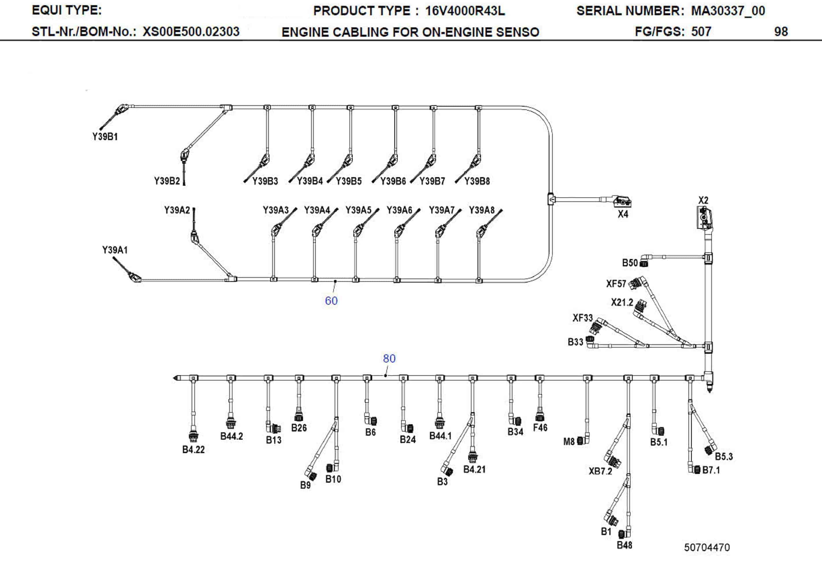 MTU X00E50700884 Technical Engineering Exploded View