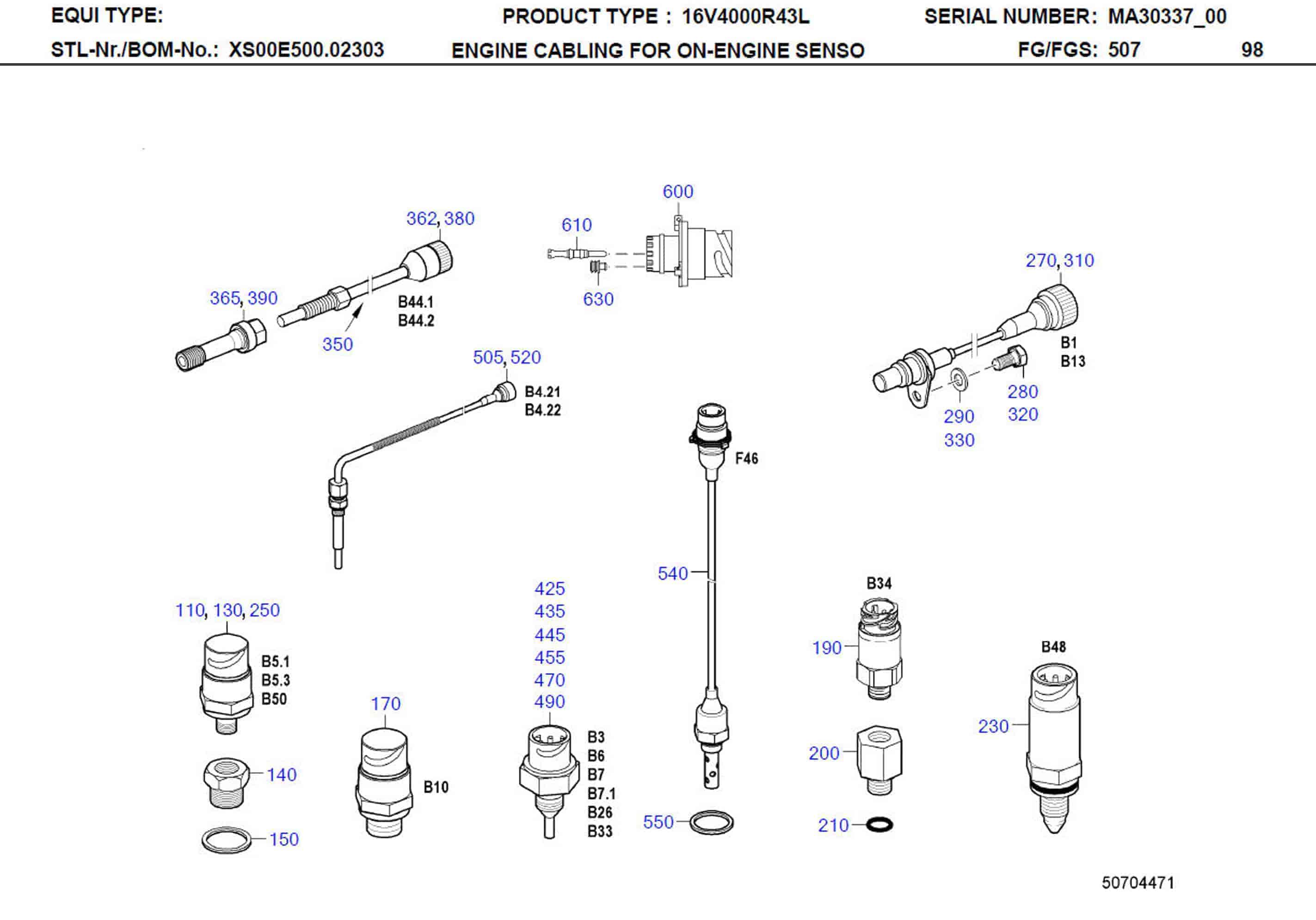 MTU X00E50207196 Technical Engineering Exploded View