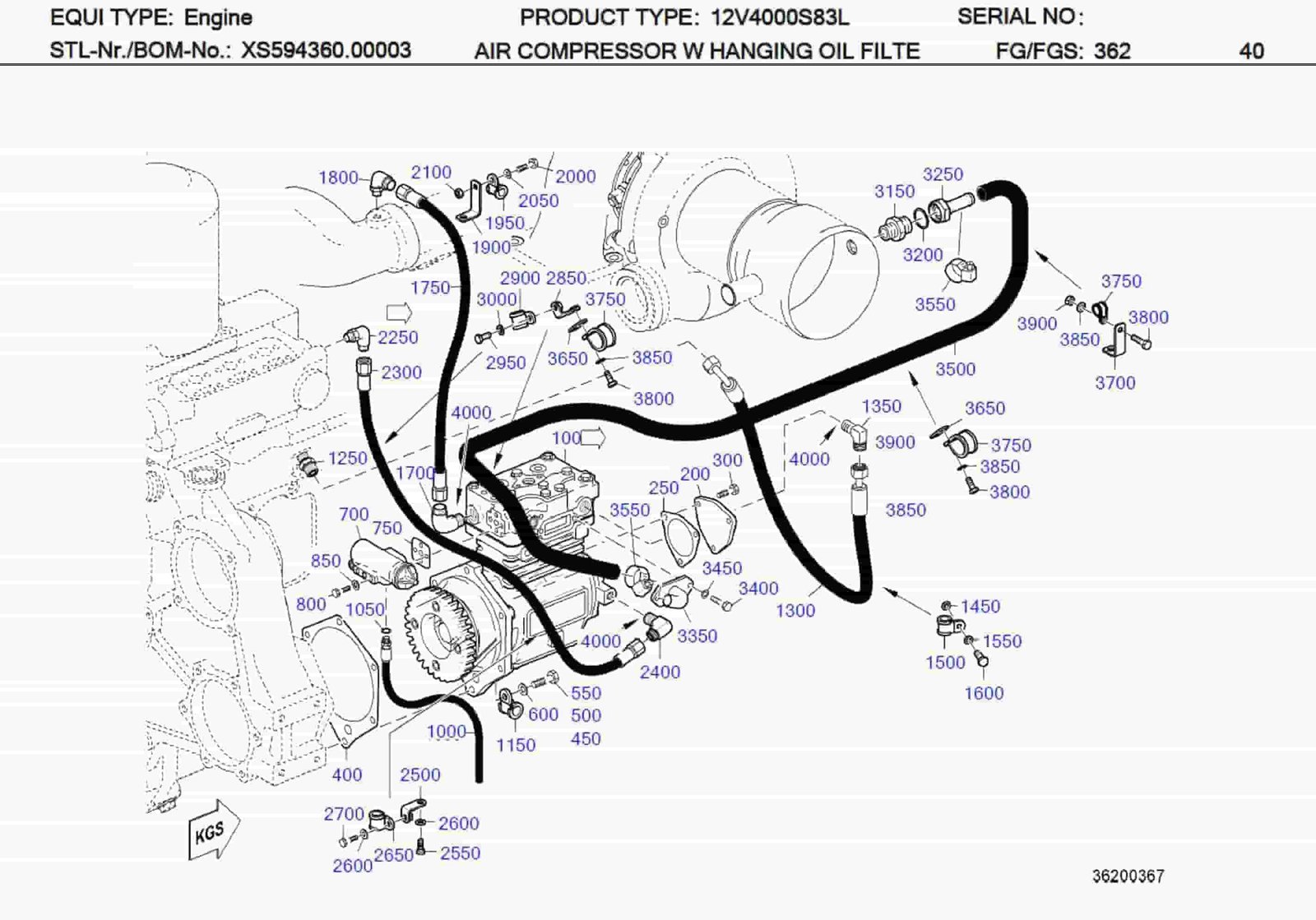 MTU X59499100014 Technical Engineering Exploded View